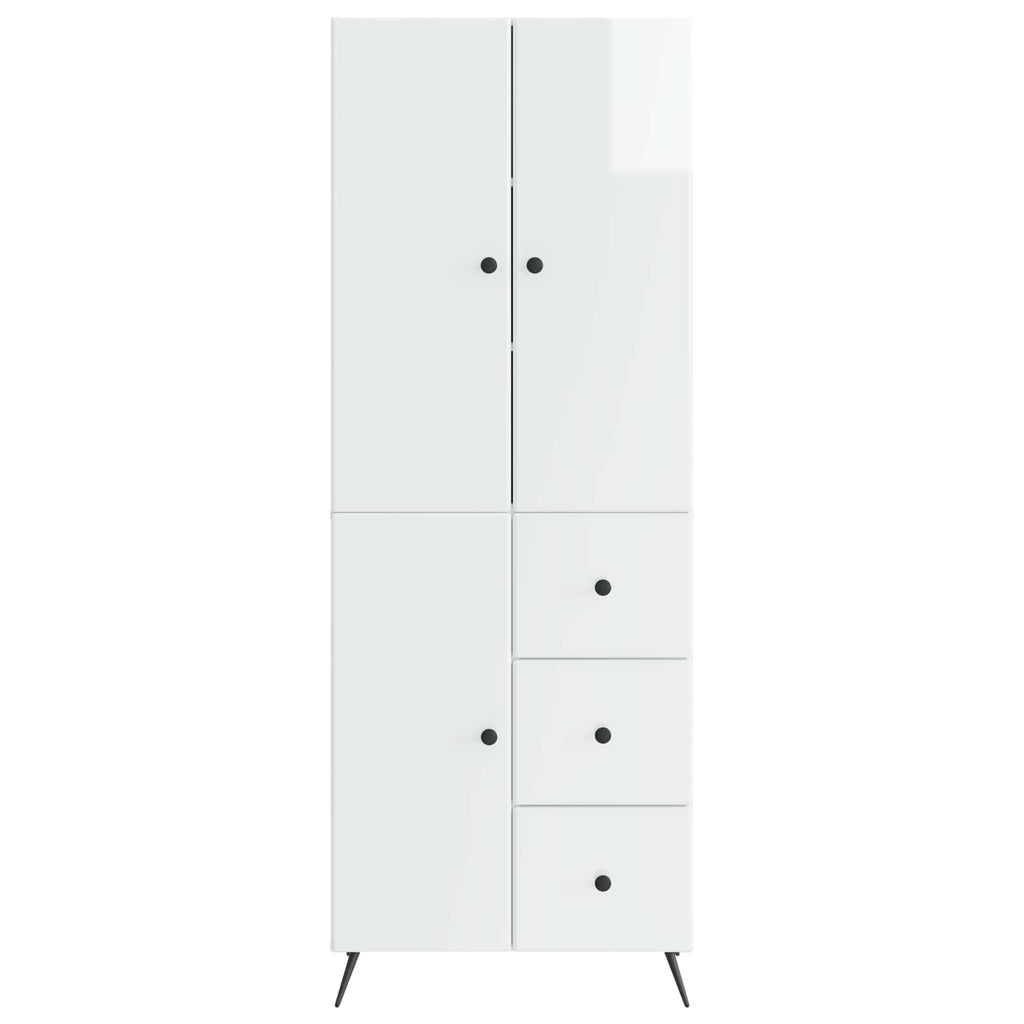 Juego de armarios 2 pcs Blanco Brillante Madera de ingeniería