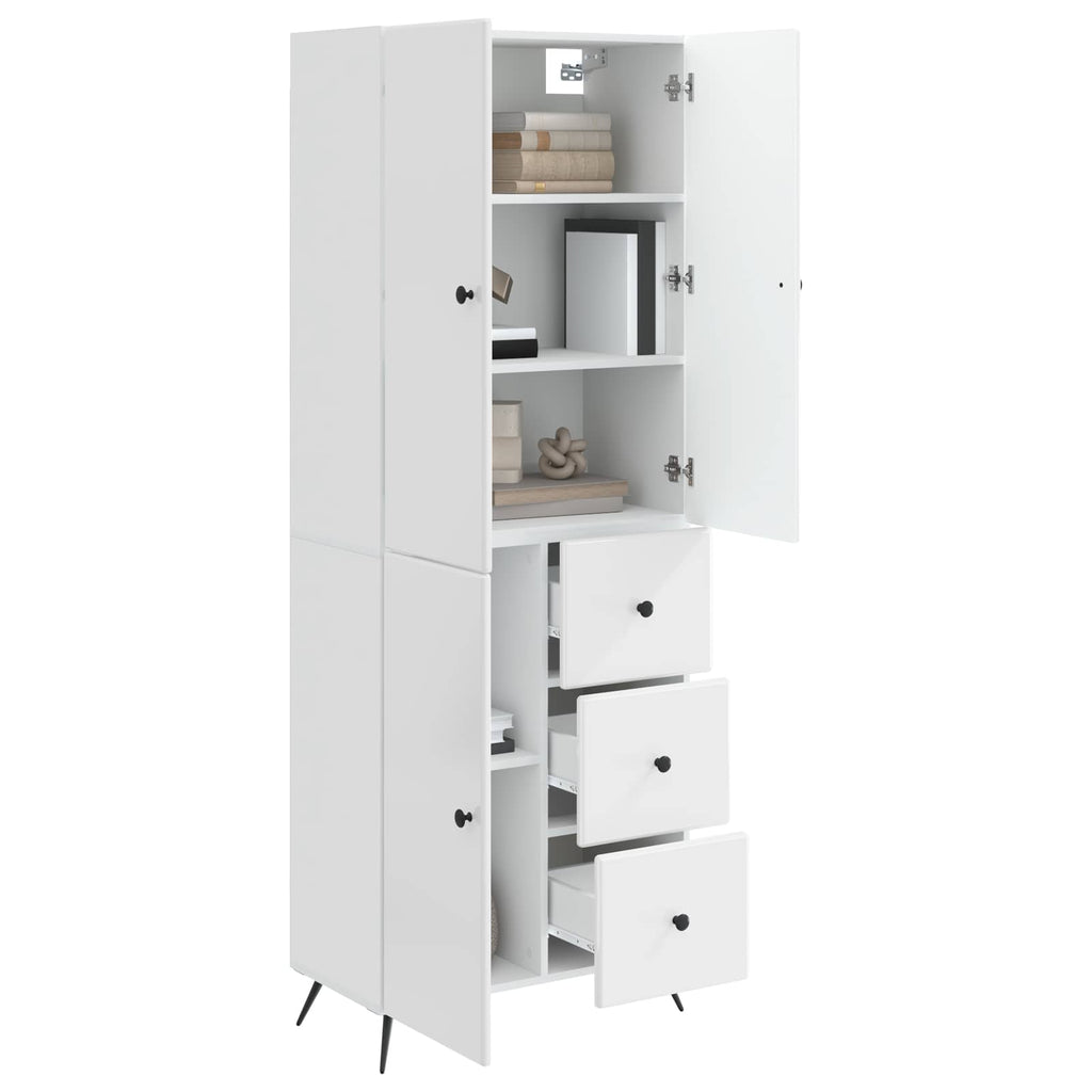 Juego de armarios 2 pcs Blanco Brillante Madera de ingeniería