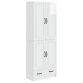 Juego de armarios 2 pcs Blanco Brillante Madera de ingeniería