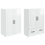 Juego de armarios 2 pcs Blanco Brillante Madera de ingeniería