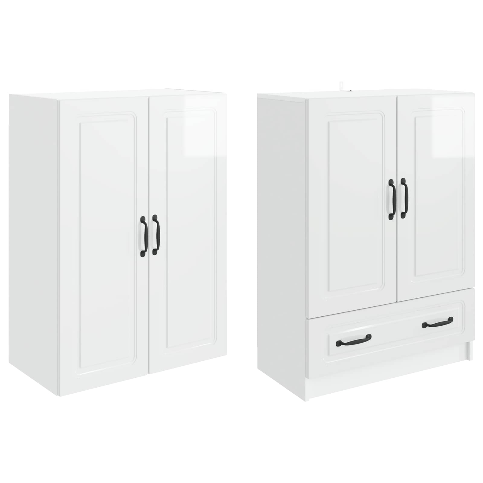 Juego de armarios 2 pcs Blanco Brillante Madera de ingeniería