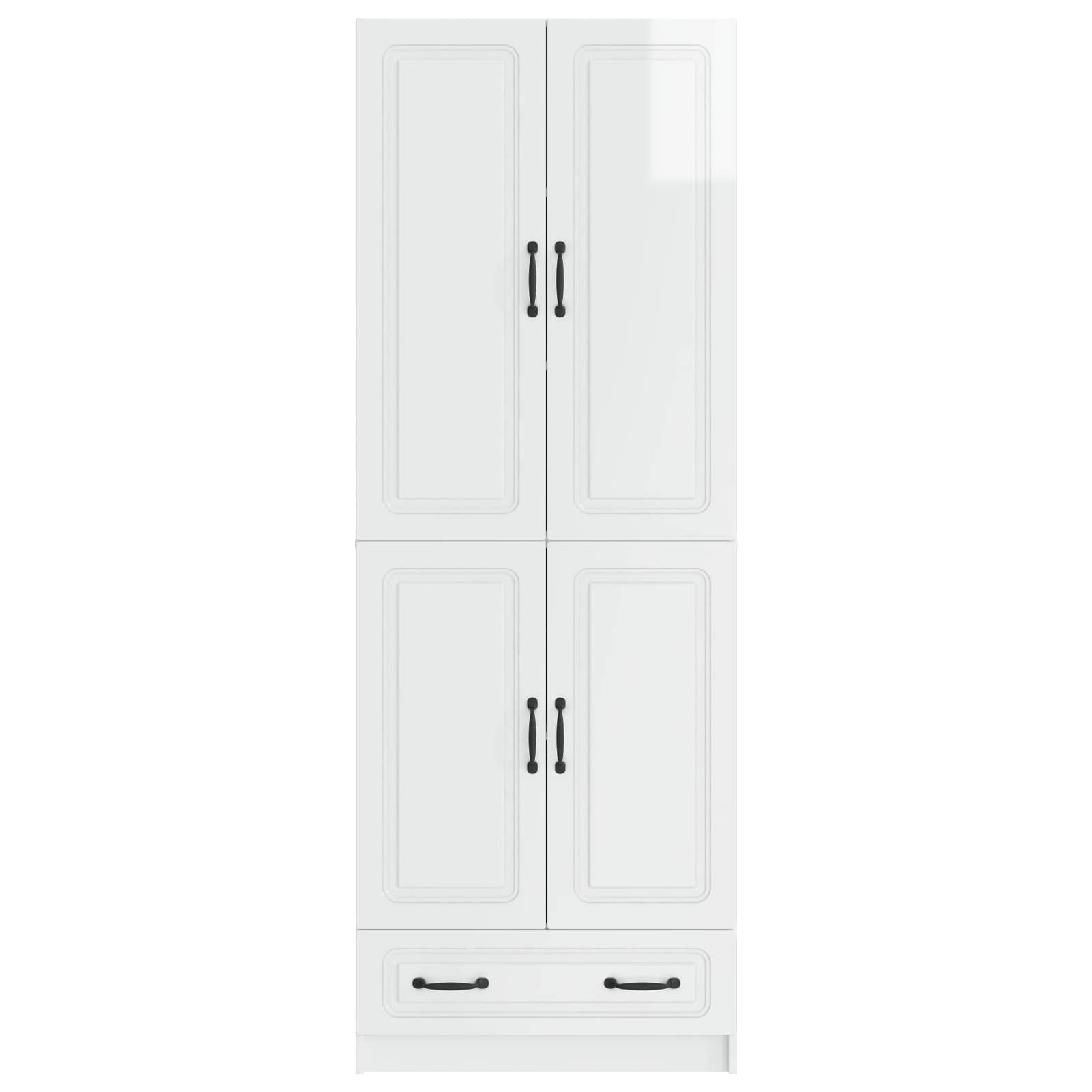 Juego de armarios 2 pcs Blanco Brillante Madera de ingeniería