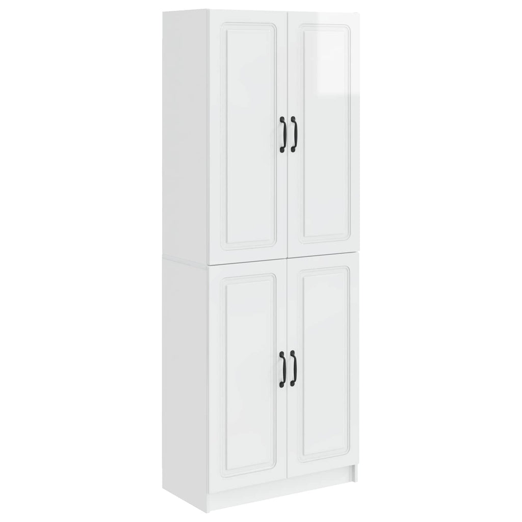 Juego de armarios 2 pcs Blanco Brillante Madera de ingeniería