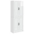 Juego de armarios 2 pcs Blanco Brillante Madera de ingeniería