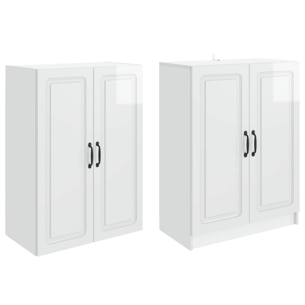 Juego de armarios 2 pcs Blanco Brillante Madera de ingeniería