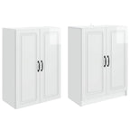 Juego de armarios 2 pcs Blanco Brillante Madera de ingeniería