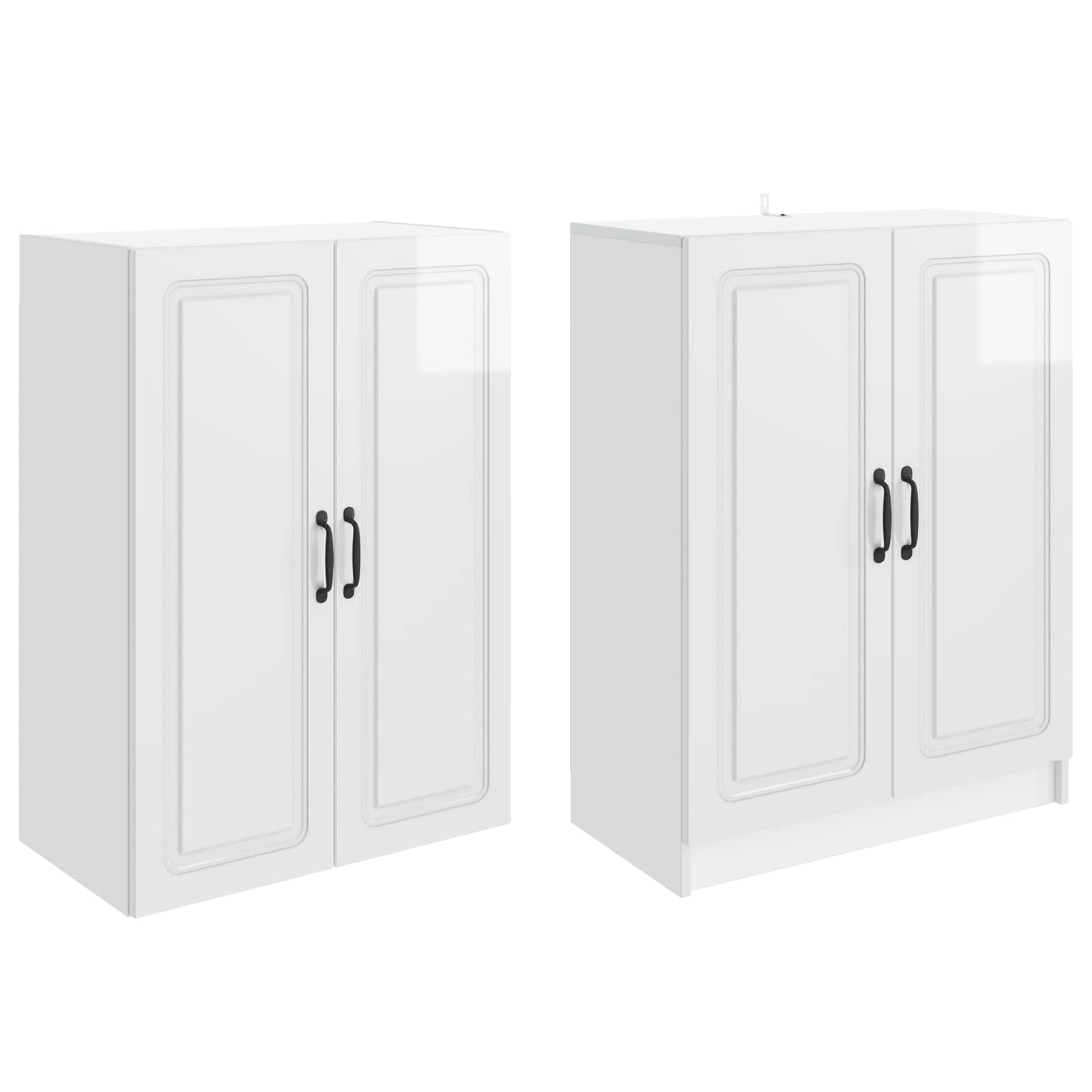 Juego de armarios 2 pcs Blanco Brillante Madera de ingeniería