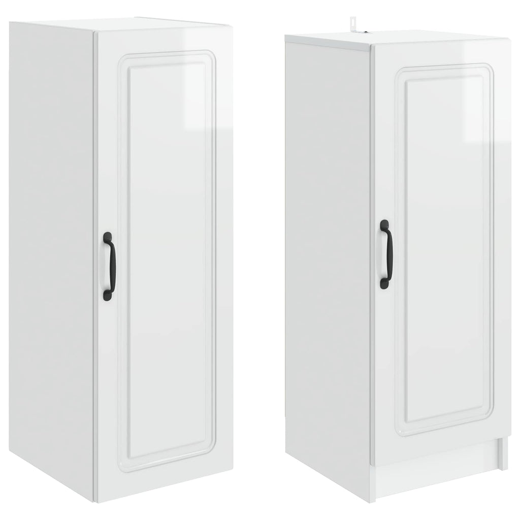 Juego de armarios 2 pcs Blanco Brillante Madera de ingeniería
