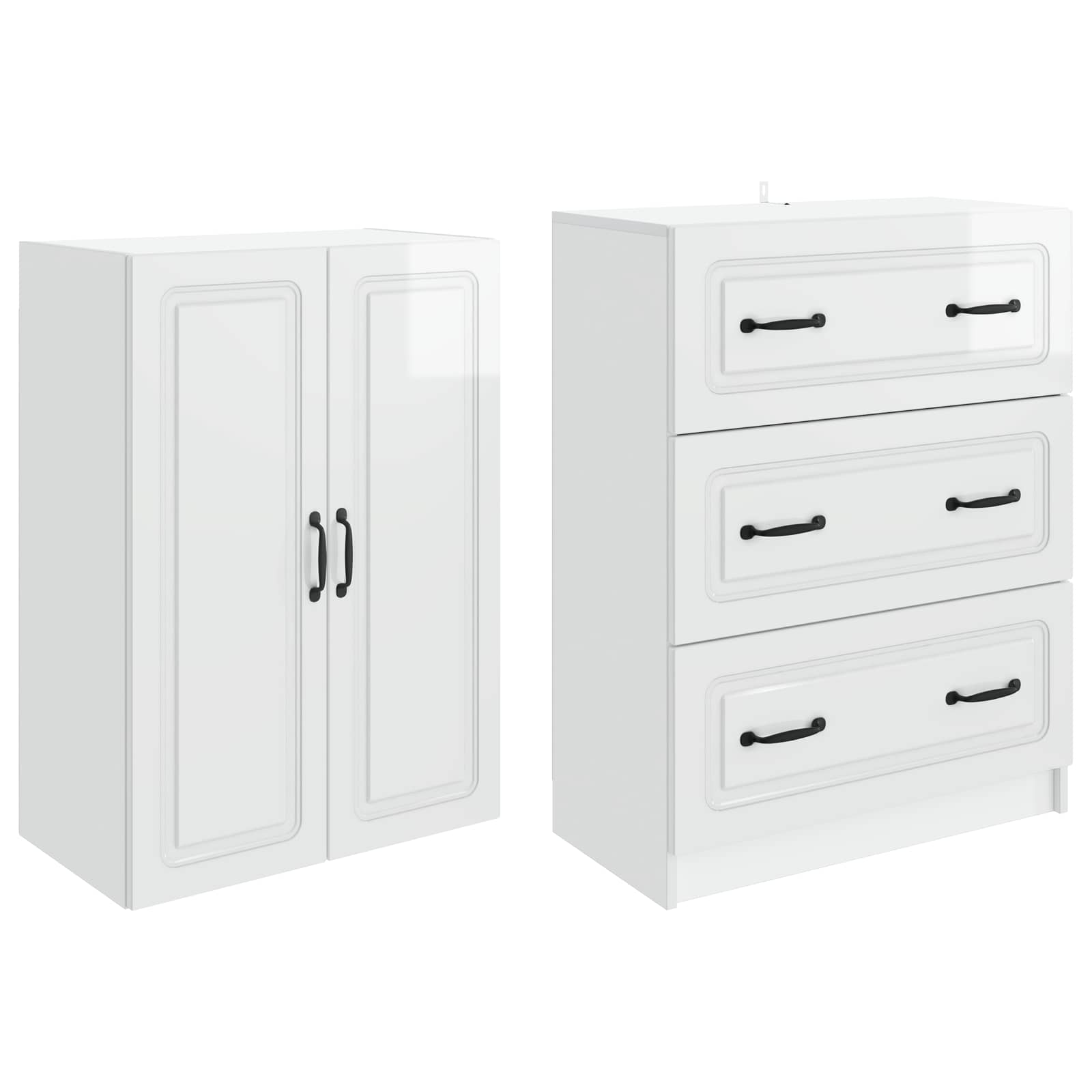 Juego de armarios 2 pcs Blanco Brillante 66 x 34,5 x 87 cm