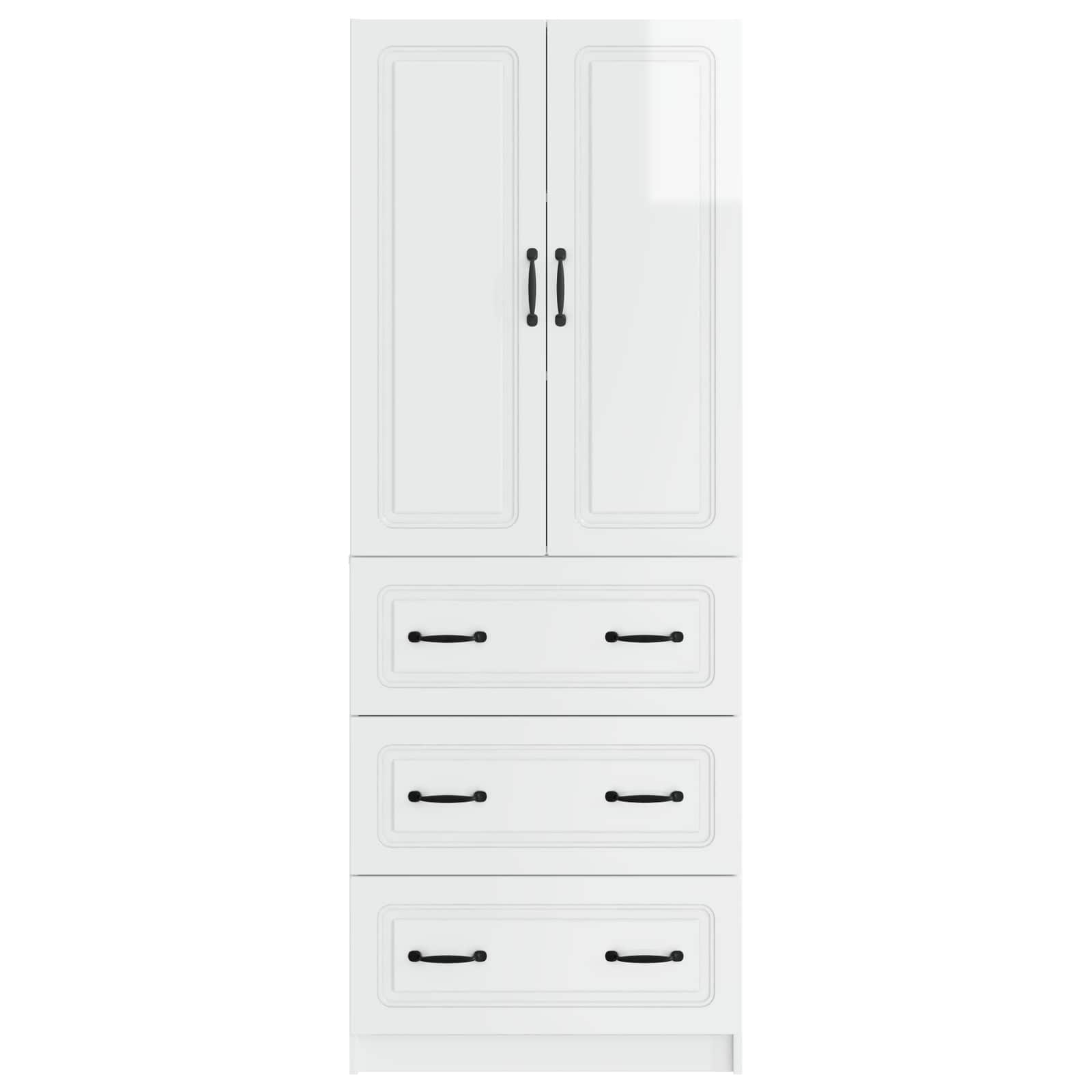 Juego de armarios 2 pcs Blanco Brillante 66 x 34,5 x 87 cm