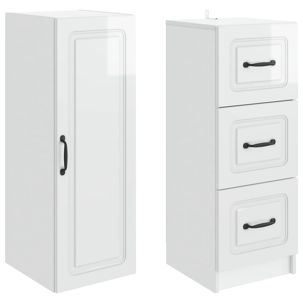 Juego de armarios 2 pcs Blanco Brillante 33 x 34,5 x 87 cm