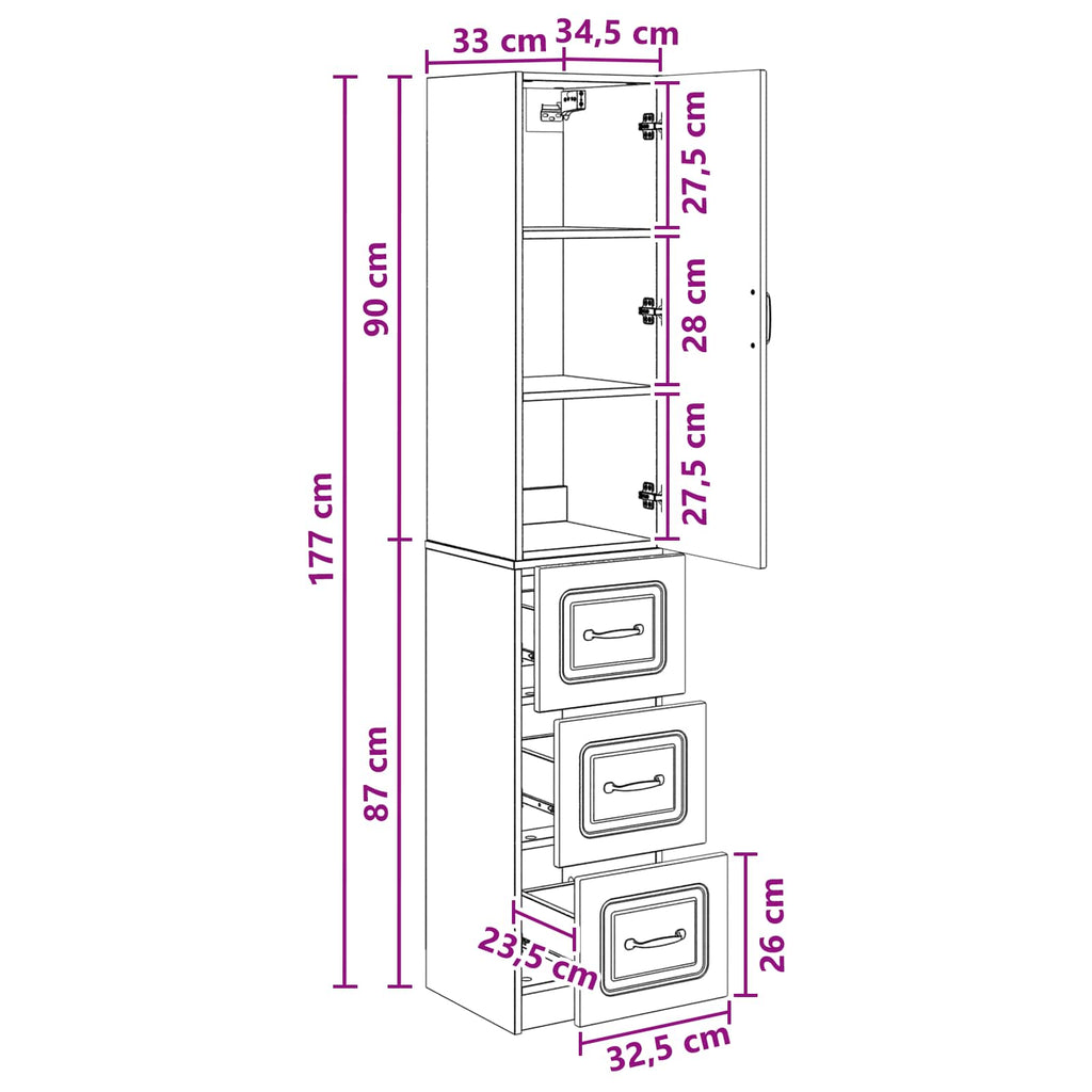 Juego de armarios 2 pcs Blanco Brillante 33 x 34,5 x 87 cm