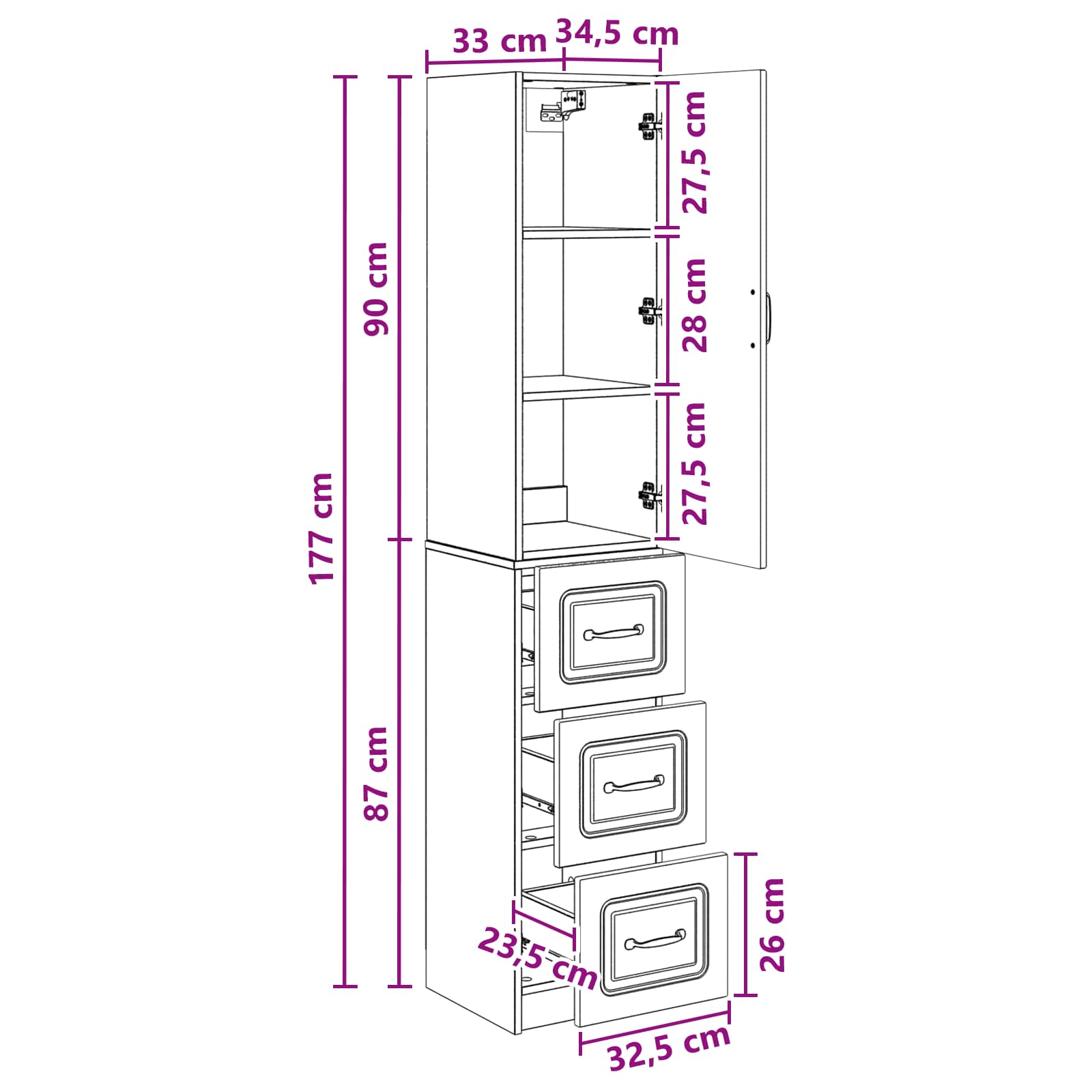 Juego de armarios 2 pcs Blanco Brillante 33 x 34,5 x 87 cm