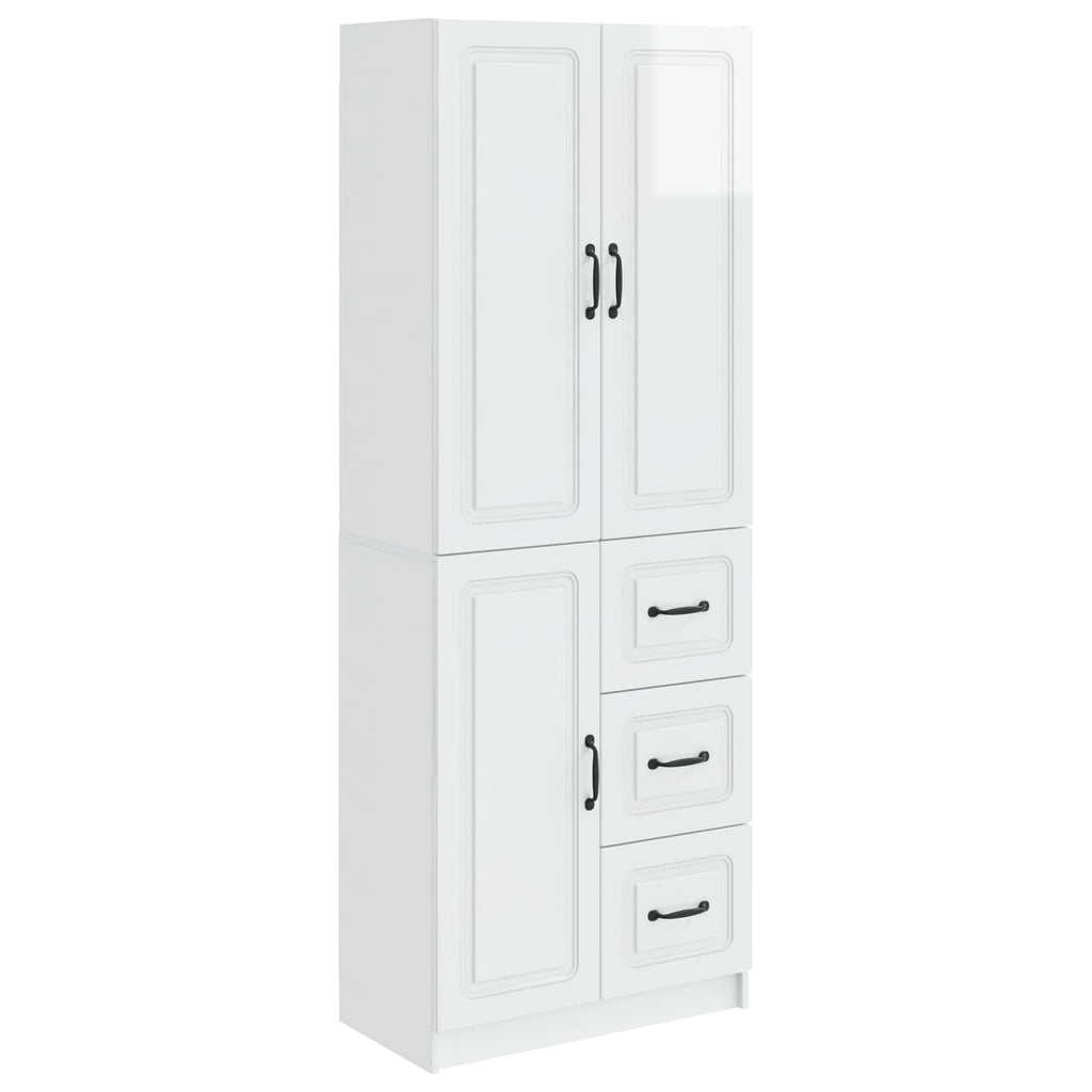 Juego de armarios 2 pcs Blanco Brillante Madera de ingeniería