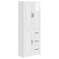 Juego de armarios 2 pcs Blanco Brillante Madera de ingeniería