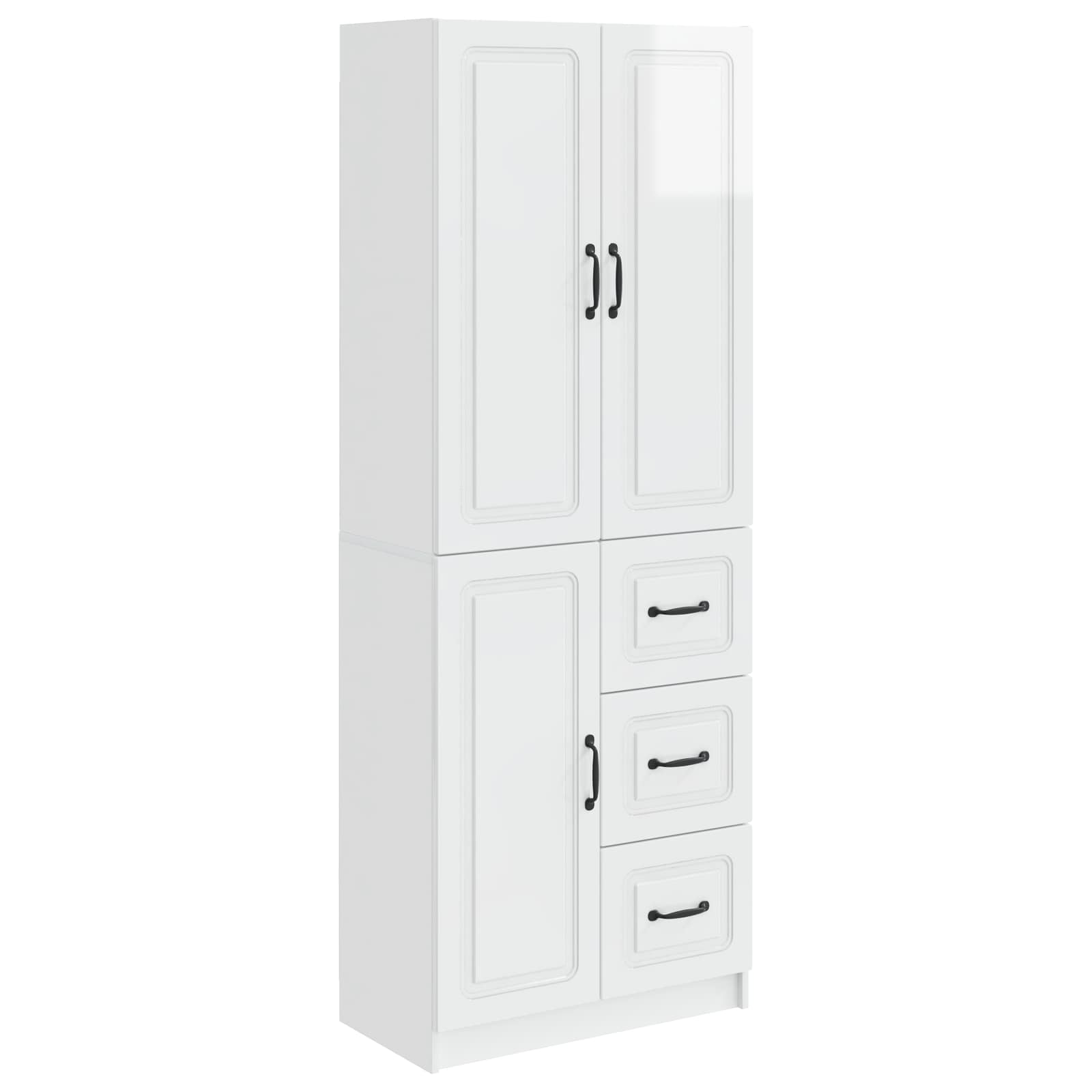 Juego de armarios 2 pcs Blanco Brillante Madera de ingeniería