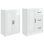 Juego de armarios 2 pcs Blanco Brillante Madera de ingeniería