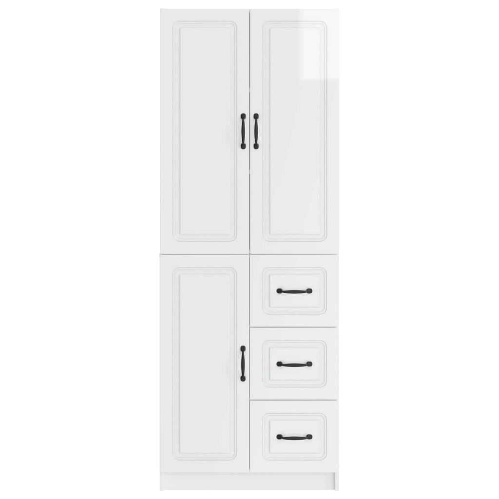 Juego de armarios 2 pcs Blanco Brillante Madera de ingeniería