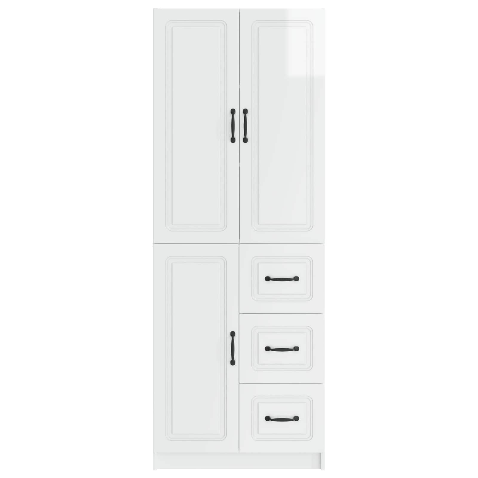Juego de armarios 2 pcs Blanco Brillante Madera de ingeniería