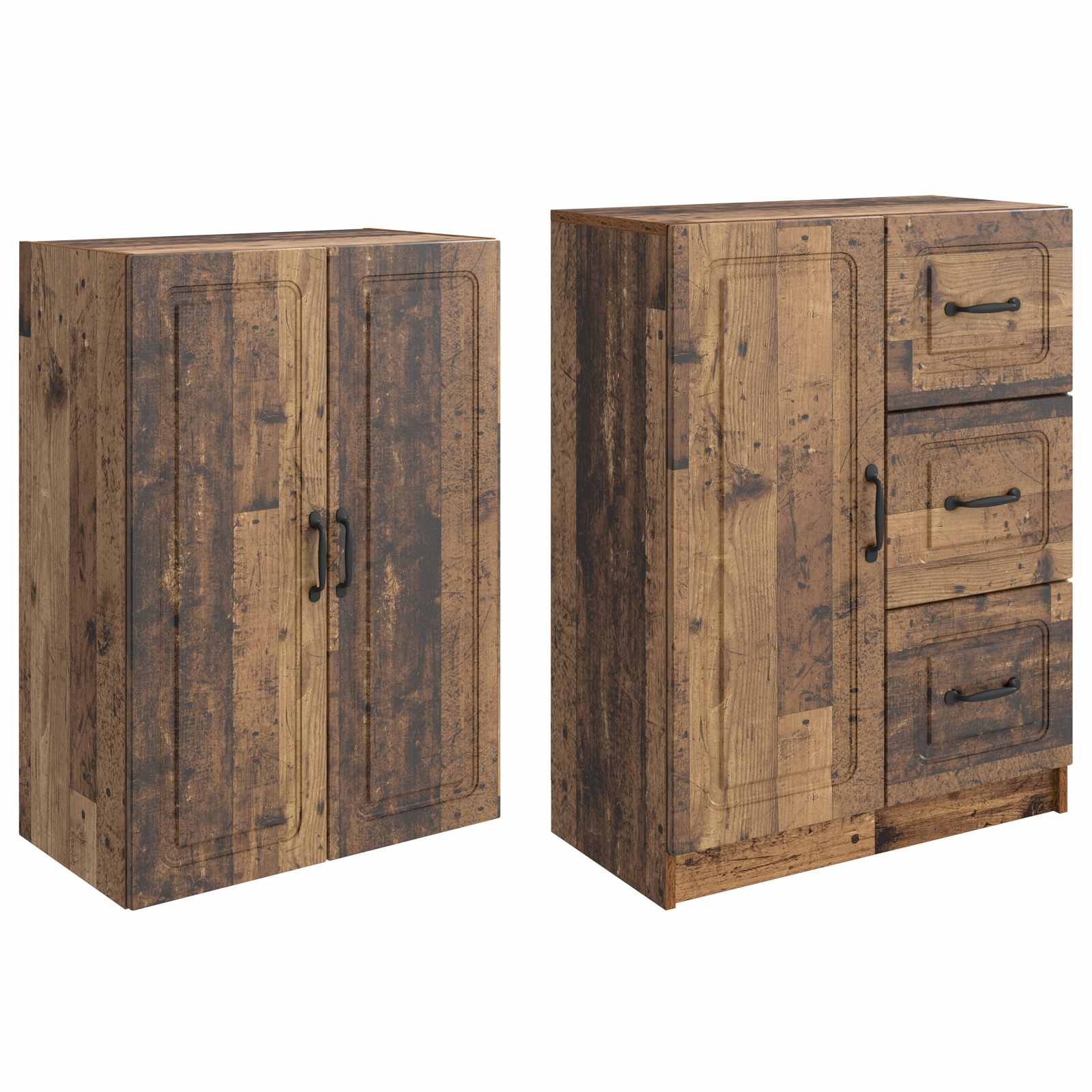 Juego de armarios 2 pcs Madera envejecida Madera de ingeniería