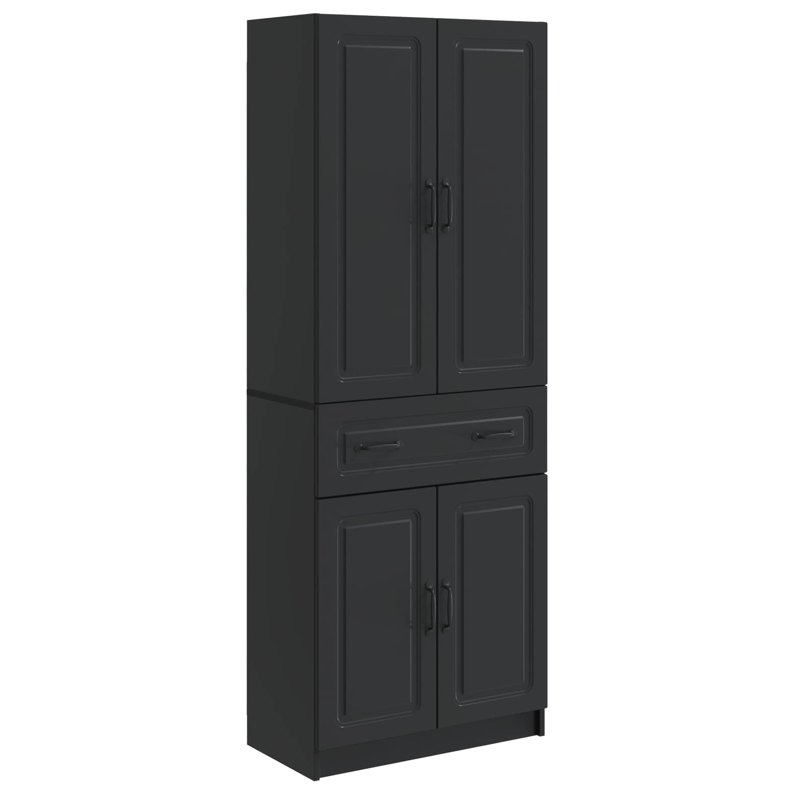Set of 2 High Gloss White Engineered Wood Wardrobes