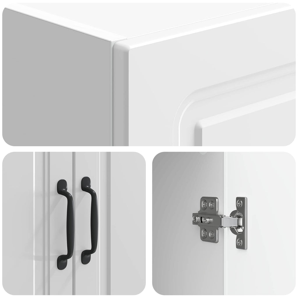 Set of 2 High Gloss White Engineered Wood Wardrobes