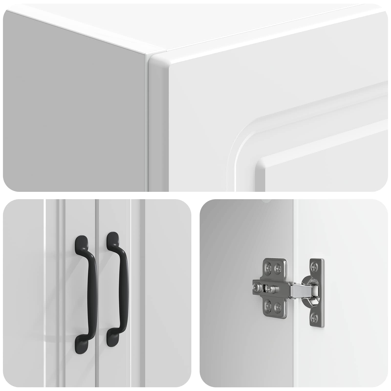 Set of 2 High Gloss White Engineered Wood Wardrobes