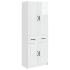 Set of 2 High Gloss White Engineered Wood Wardrobes