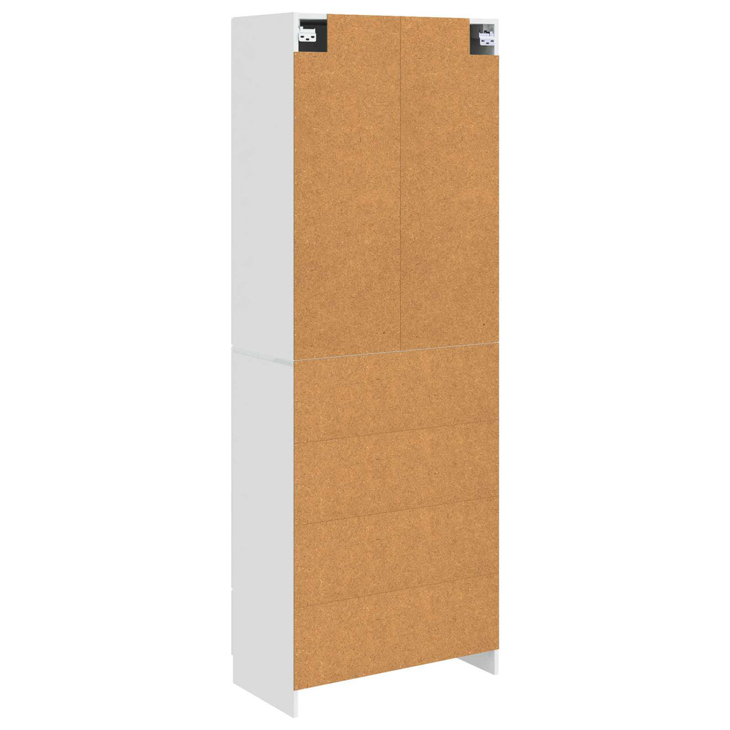 Set of 2 High Gloss White Engineered Wood Wardrobes