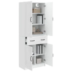 Set of 2 High Gloss White Engineered Wood Wardrobes