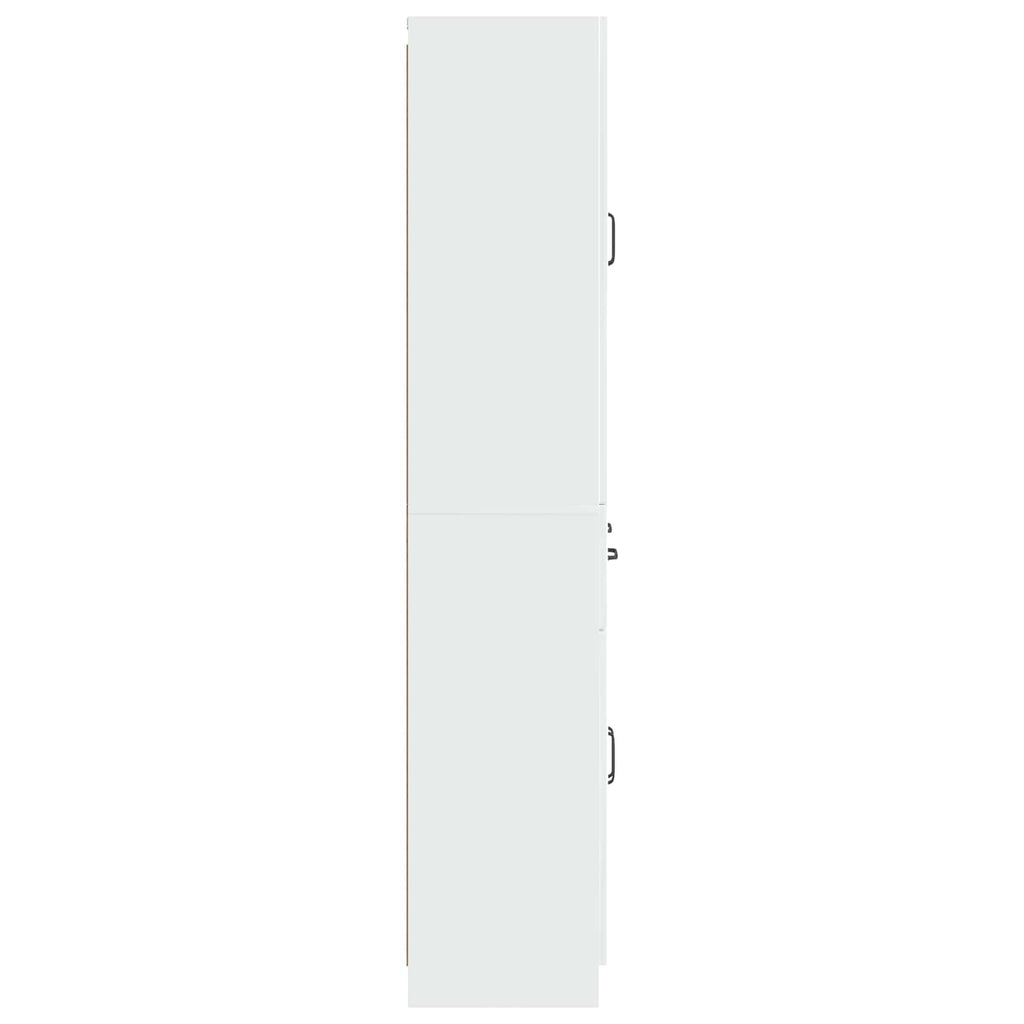 Set of 2 High Gloss White Engineered Wood Wardrobes