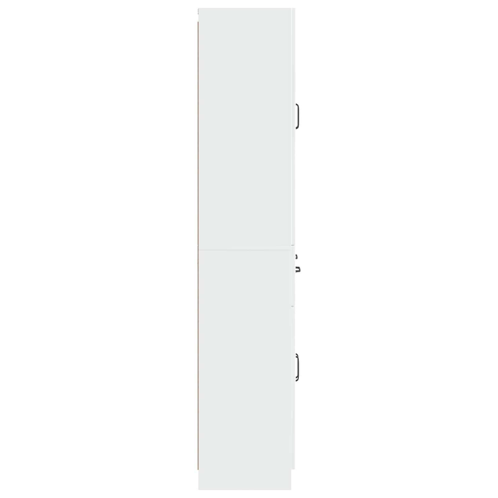 Set of 2 High Gloss White Engineered Wood Wardrobes