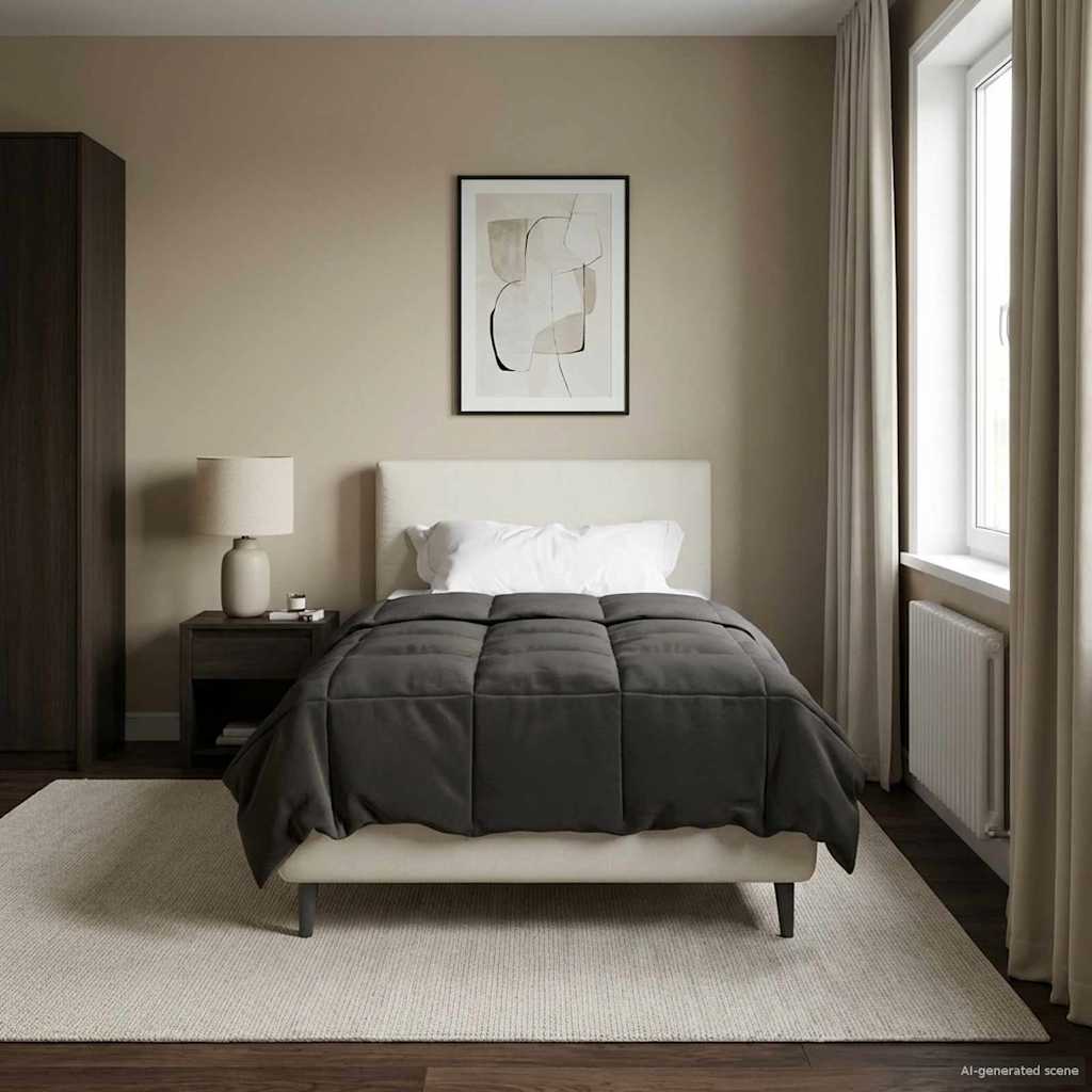 Anthracite Quilted Summer Duvet 135 x 200 cm Microfiber