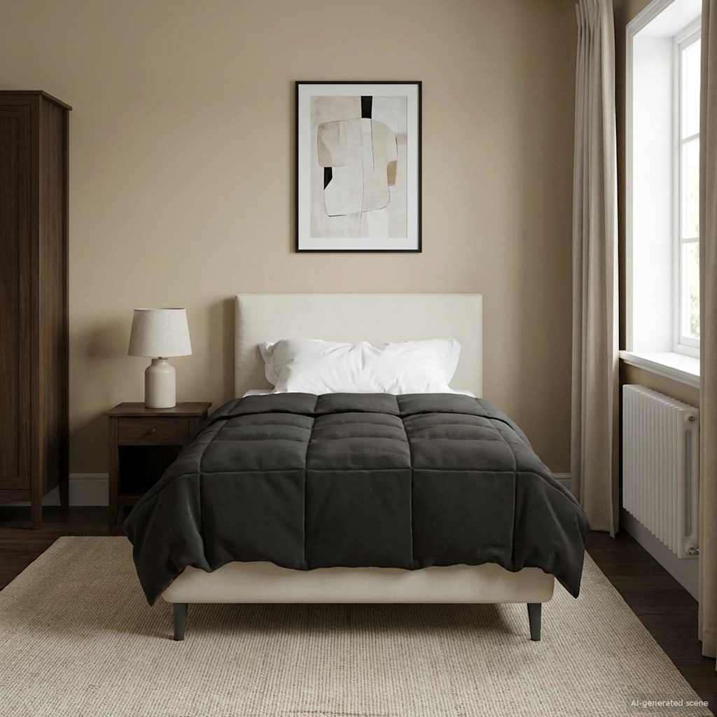 Anthracite Quilted Summer Duvet 135 x 200 cm Microfiber