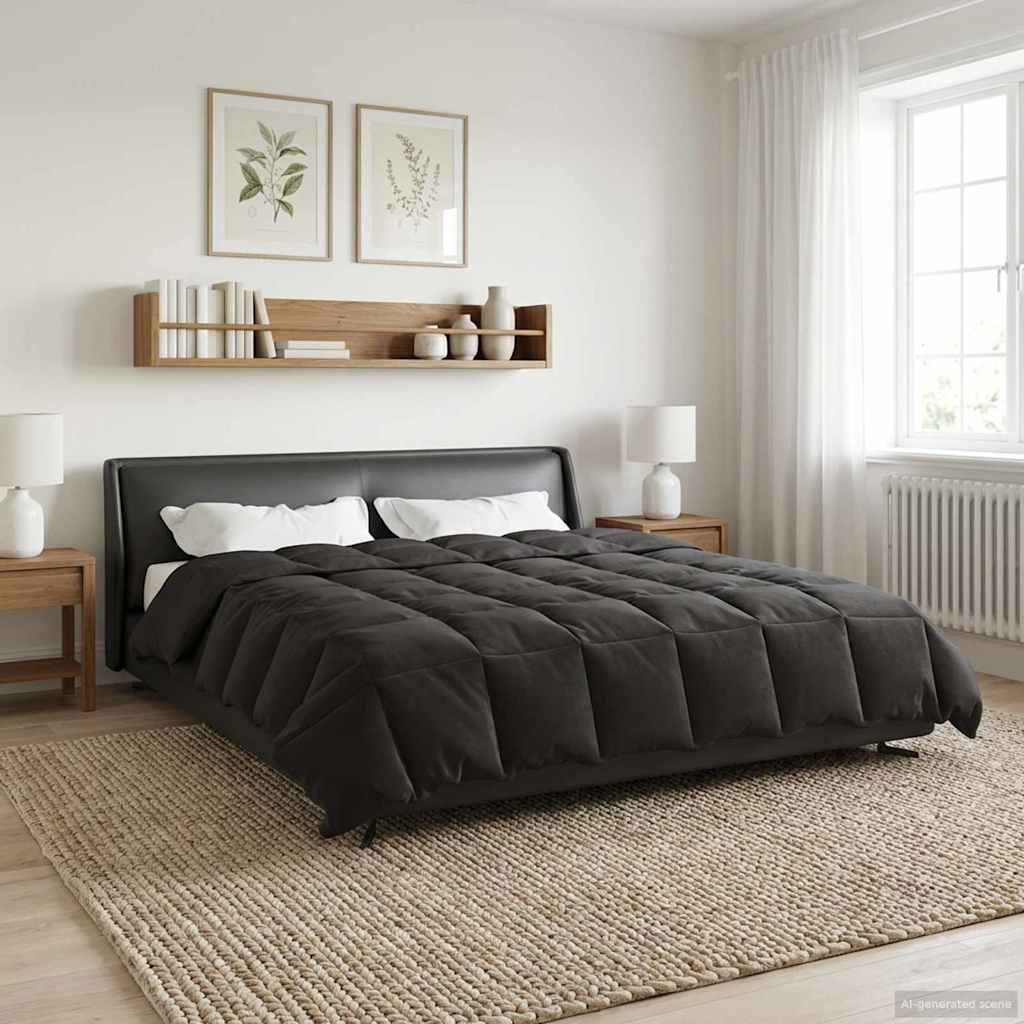 Anthracite Quilted Summer Duvet 135 x 200 cm Microfiber