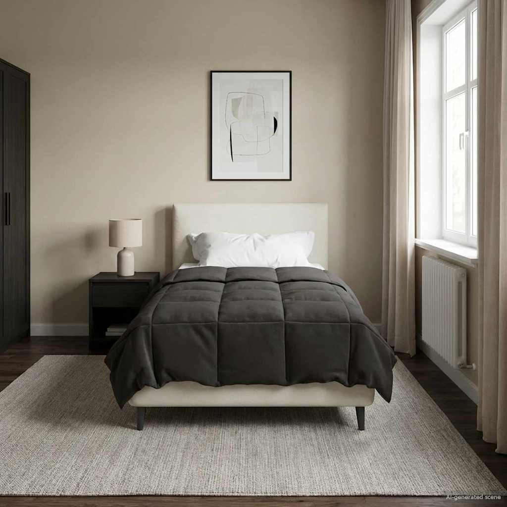 Anthracite Quilted Summer Duvet 135 x 200 cm Microfiber