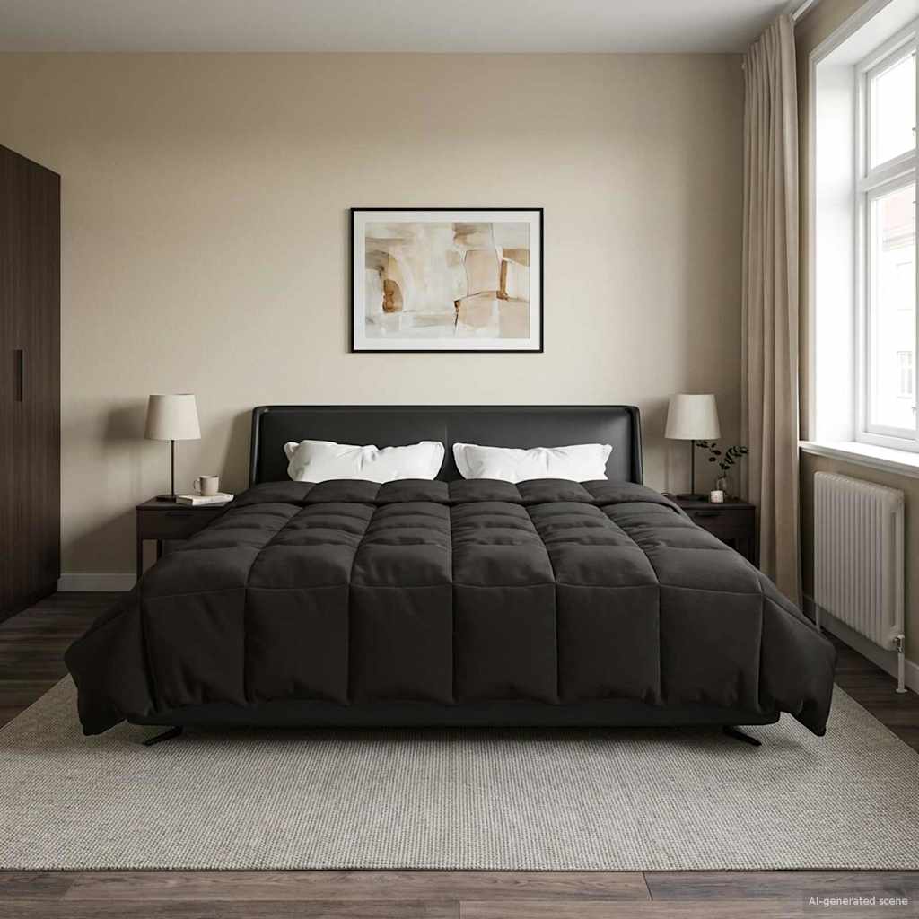 Anthracite Quilted Summer Duvet 135 x 200 cm Microfiber