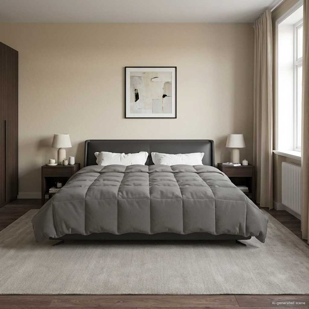 Anthracite Quilted Summer Duvet 135 x 200 cm Microfiber
