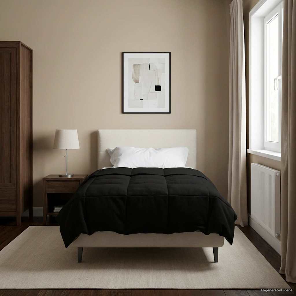 Anthracite Quilted Summer Duvet 135 x 200 cm Microfiber