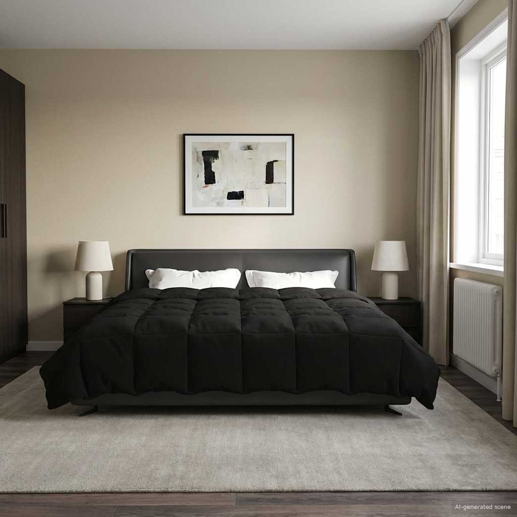 Anthracite Quilted Summer Duvet 135 x 200 cm Microfiber