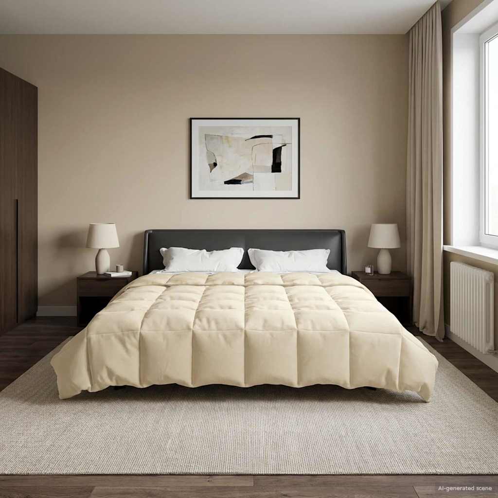 All-Season Quilted Duvet Cream 135 x 200 cm Microfiber