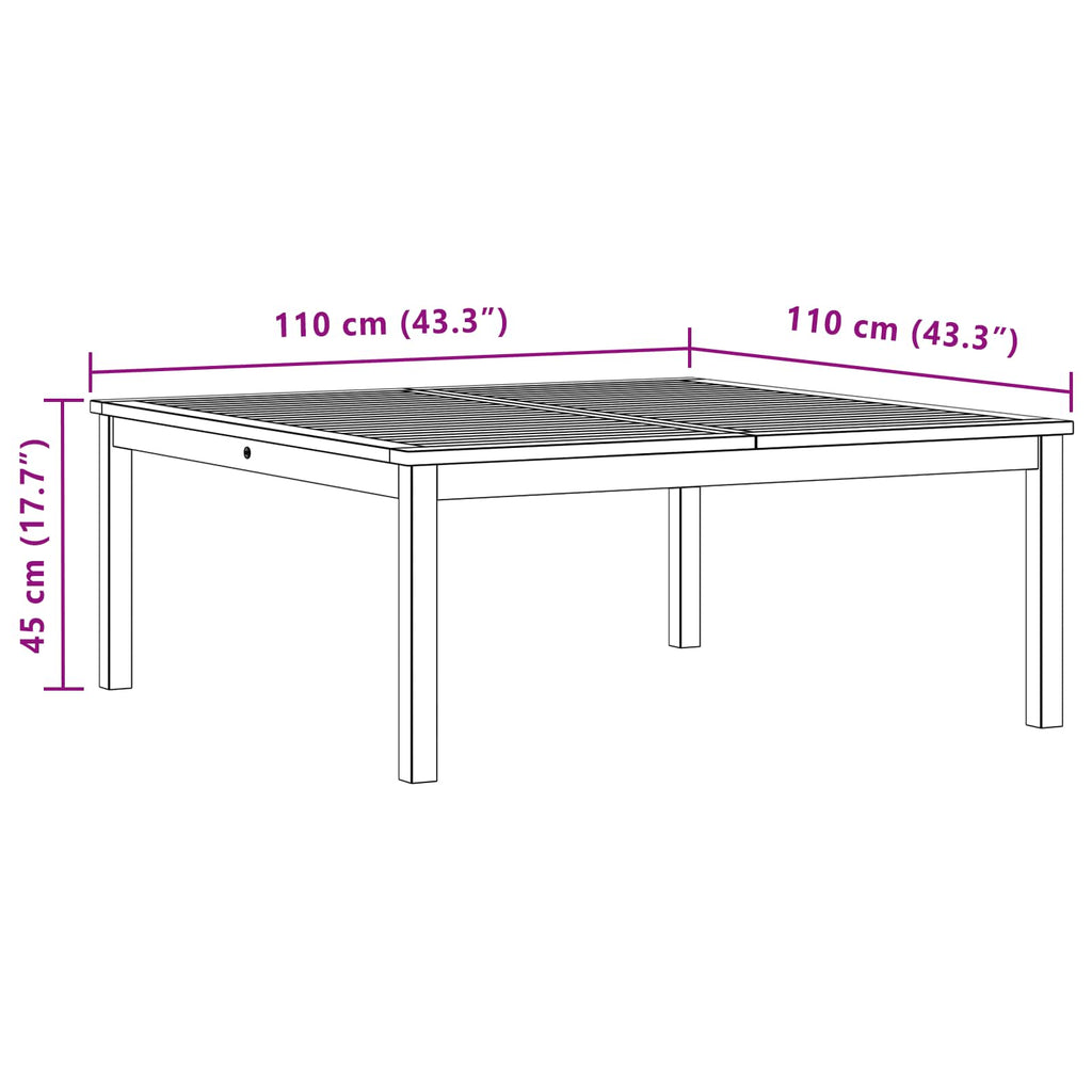 Mesa de Café Acacia clara 110 x 110 x 45 cm