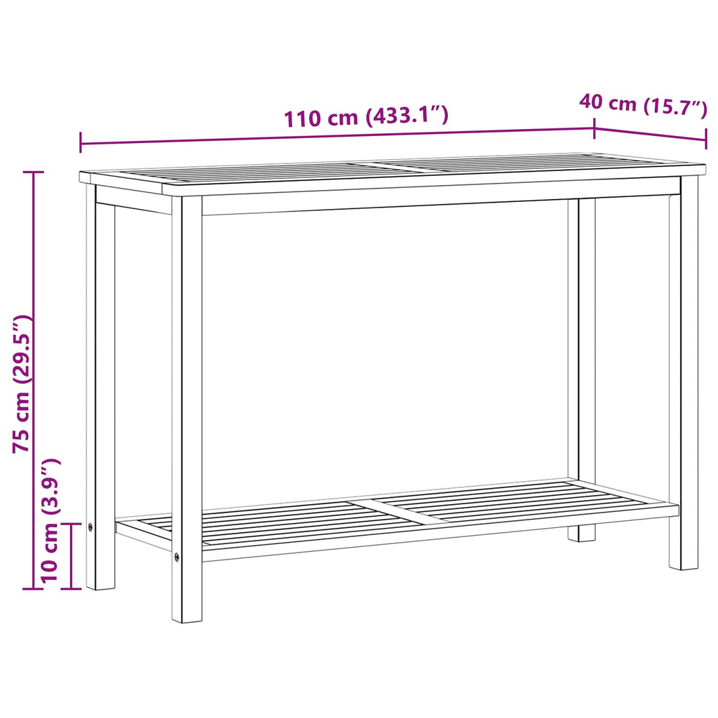 Mesa consola de jardín Acacia clara 110 x 40 x 75 cm