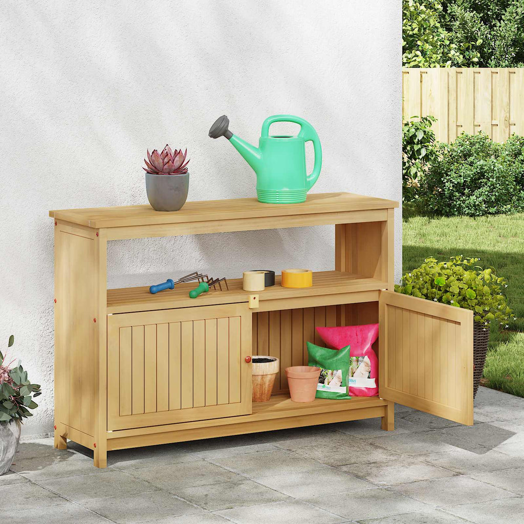 Mesa consola de jardín Acacia clara 110 x 35 x 75 cm