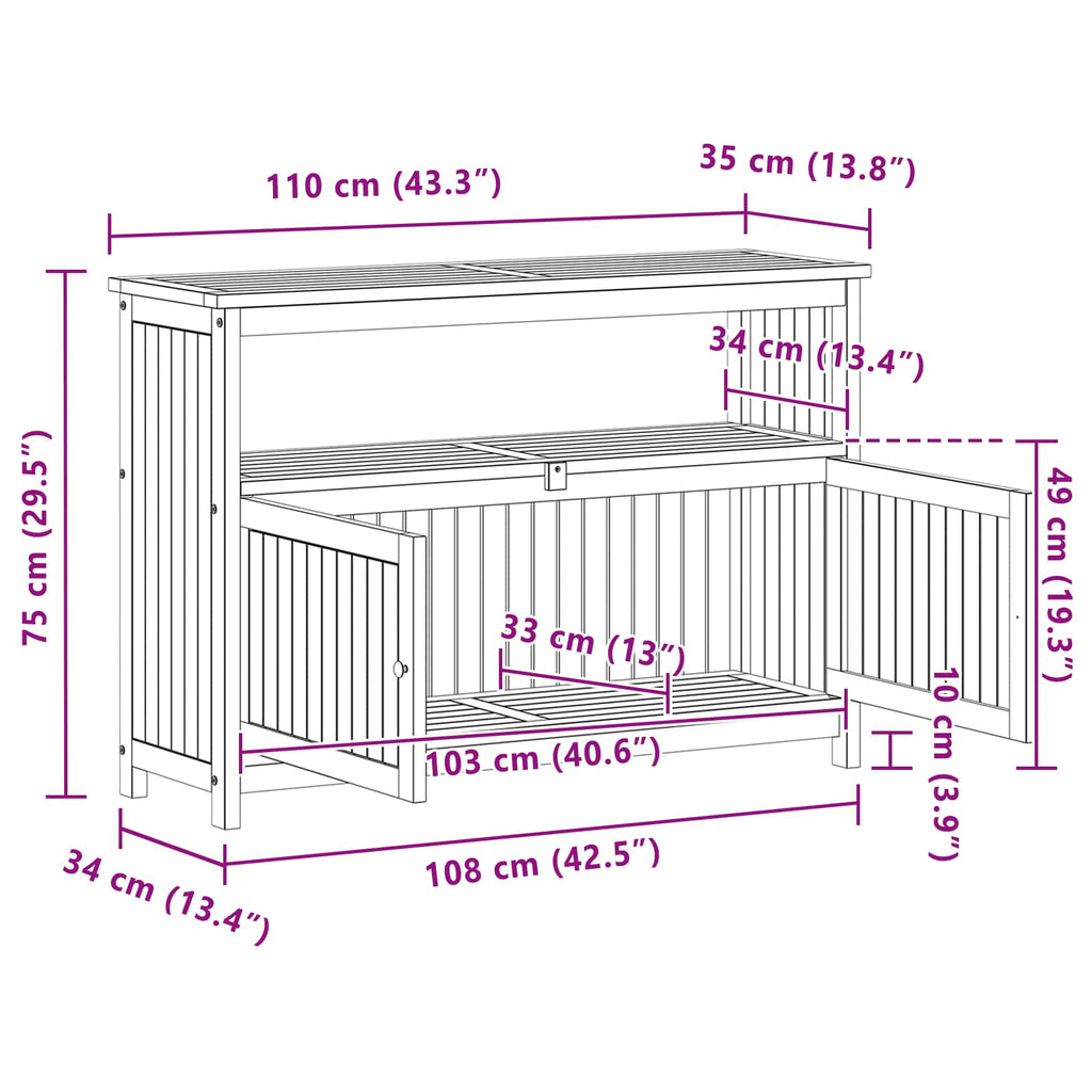 Mesa consola de jardín Acacia clara 110 x 35 x 75 cm