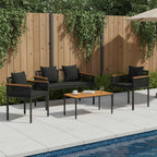 Juego de muebles de exterior 4 pcs Negro ratán sintético