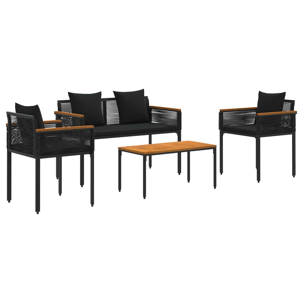 Juego de muebles de exterior 4 pcs Negro ratán sintético