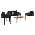 Juego de muebles de exterior 4 pcs Negro ratán sintético