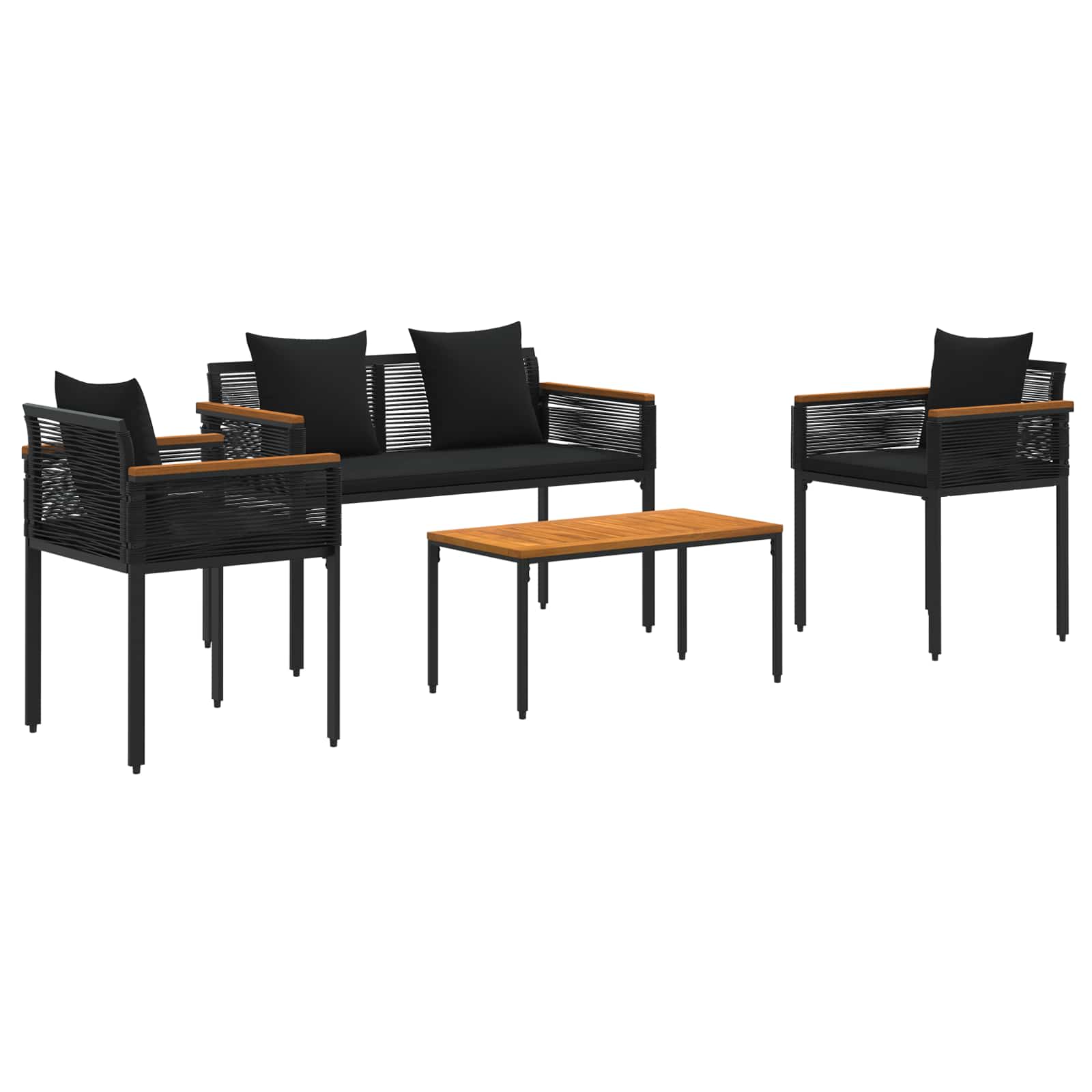 Juego de muebles de exterior 4 pcs Negro ratán sintético
