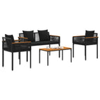 Juego de muebles de exterior 4 pcs Negro ratán sintético
